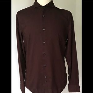 J. LINDENBERG “Dan” Burgundy Slim Fit Washable Button Down Men's Shirt (Size XL)